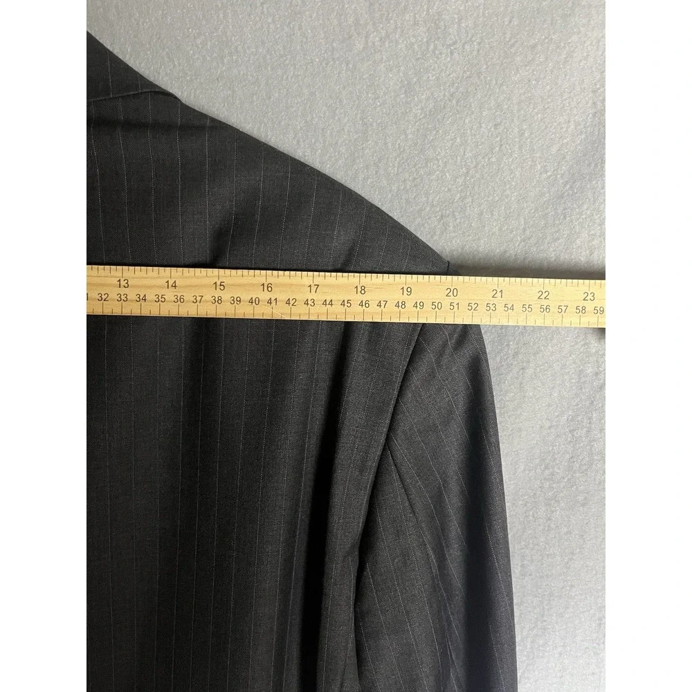 Lauren Ralph Lauren Men's Blazer 46L Charcoal Gray Chalk Stripe Sport Coat‎